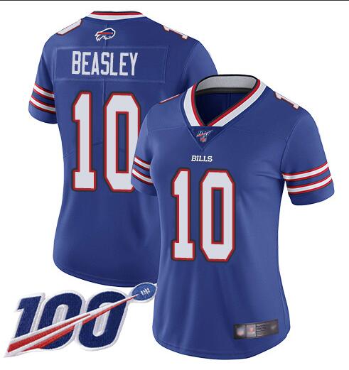 Women's Buffalo Bills #10 Cole Beasley 2019 100th Season Royal Vapor Untouchable Limited Stitched NFL Jersey